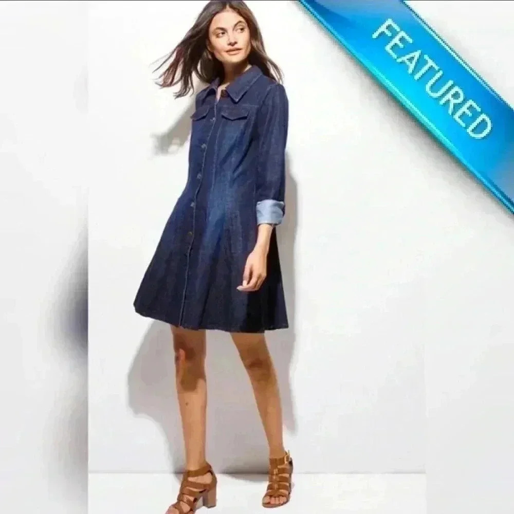 "Madison" Denim Dress in Dark Wash
